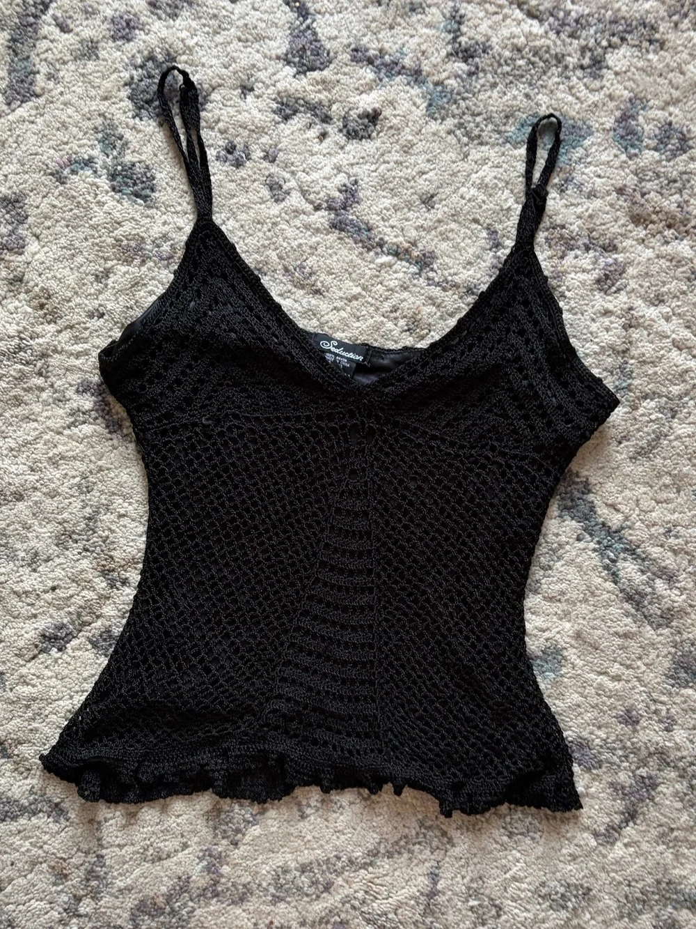Y2K Seductions Crochet Rayon Black Tank - Picture 2 of 5